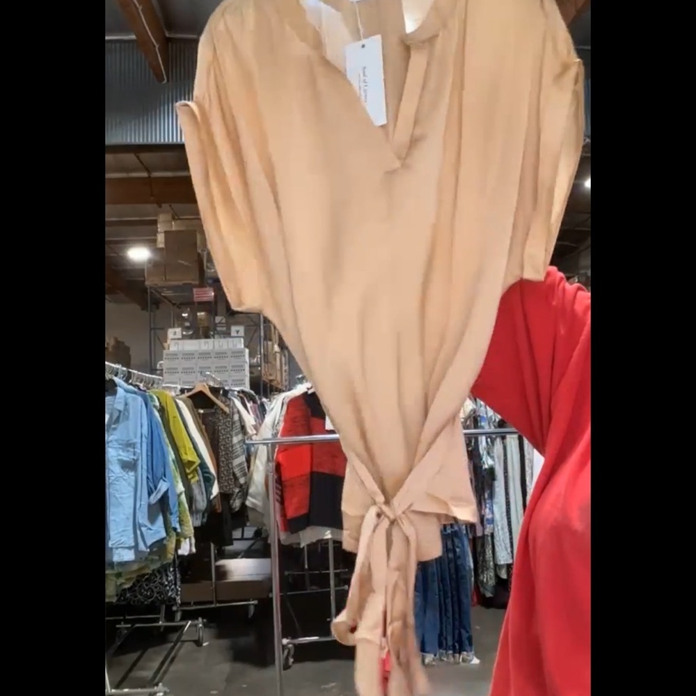 Beige Tie-Front Blouse